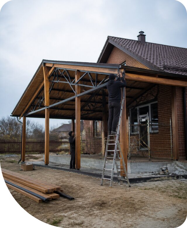 Пристройка навеса к дому и участку в Ломоносове под ключ